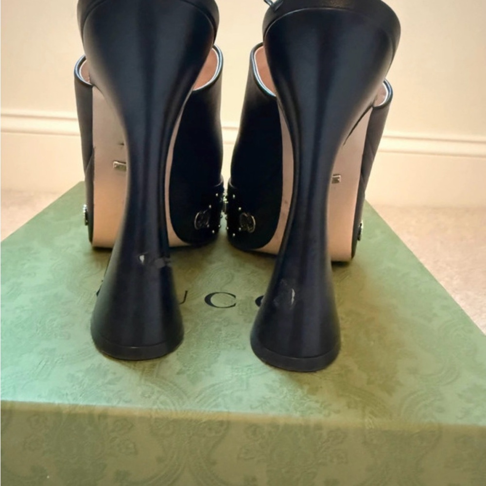 Gucci Black Platform Mules with Silver Accents - Picture 5 of 10